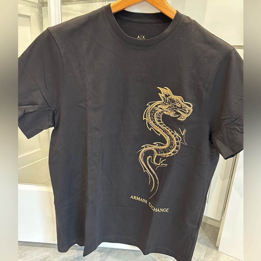 NWT Armani Exchange Gold Embroidered Dragon